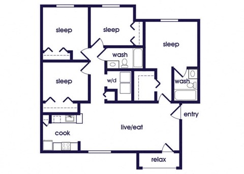 D1 Floorplan Image at Cedar Grove Apartments in Miami Gardens FL